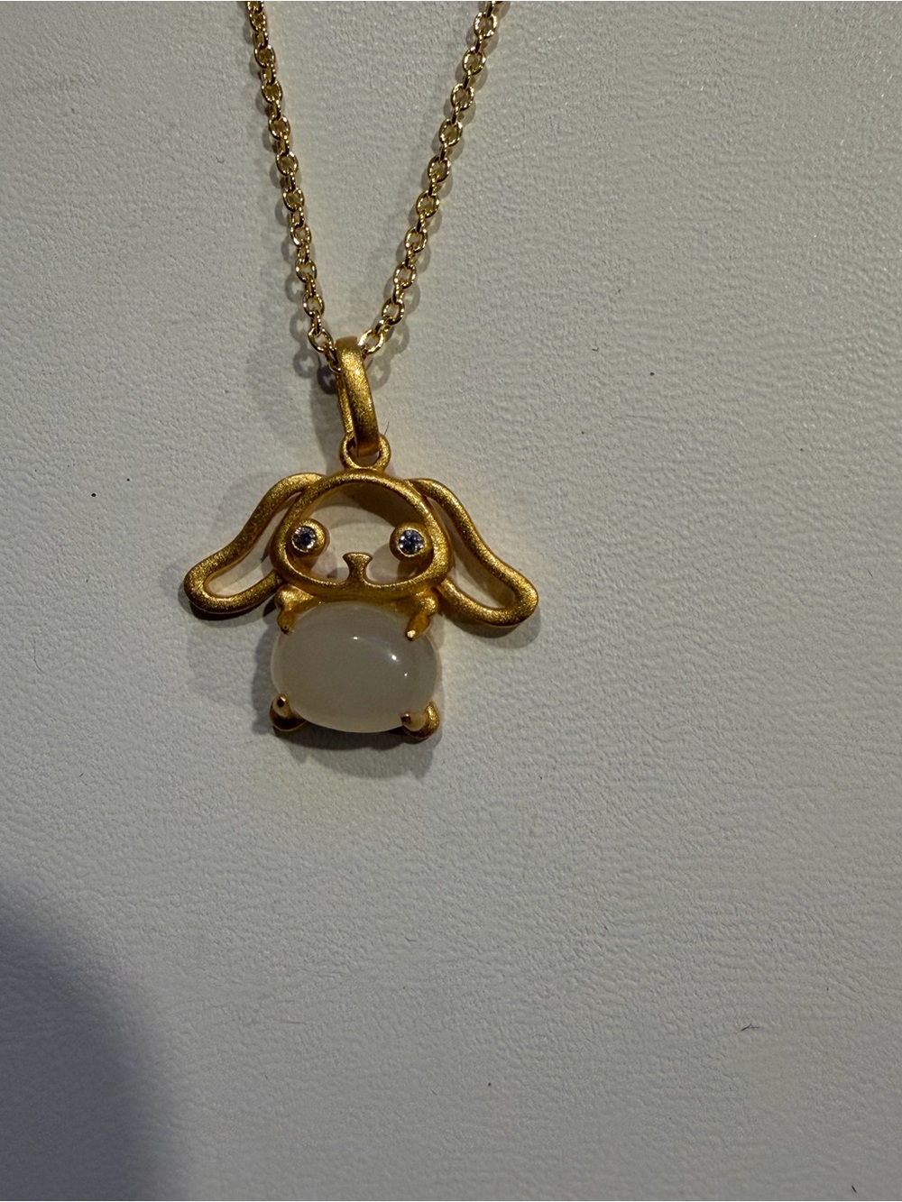 White Jade Cinnamoroll pendant Gold-Tone Necklace NWOT